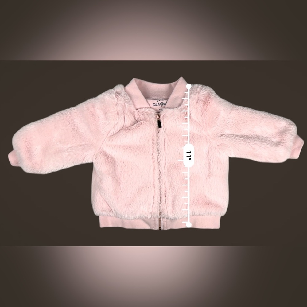 Cat & Jack Baby Pink Faux Fur Zip Jacket – Size 6–9 Months – Excellent - Picture 9 of 11